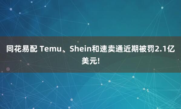 同花易配 Temu、Shein和速卖通近期被罚2.1亿美元!